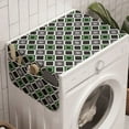 thumbnail image 1 of Geometric Washing Machine Organizer, Repeated Tribal Inspired Ornament from Mediterranean Cultures, Anti-slip Fabric Top Cover for Washer and Dryer, Green White, by Ambesonne, 1 of 1