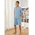 thumbnail image 3 of U2SKIIN Mens Pajama Set, Lightweight Button-up Short Pajama Set for Men(Grey Blue, M), 3 of 5