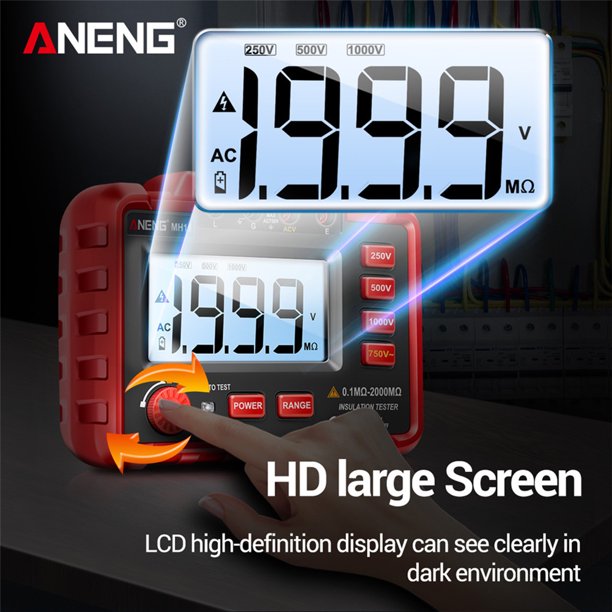 Resistencia ANENG MH11 Medidor de resistencia Megger Ohm Tester Megóhmetro Voltímetro 1999M