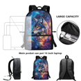 thumbnail image 6 of Uourmeti Colorful Wolf Pattern Backpack for Students, 17 Inch Smooth Zipper Durable Student Bookbag for School Camping, 6 of 6