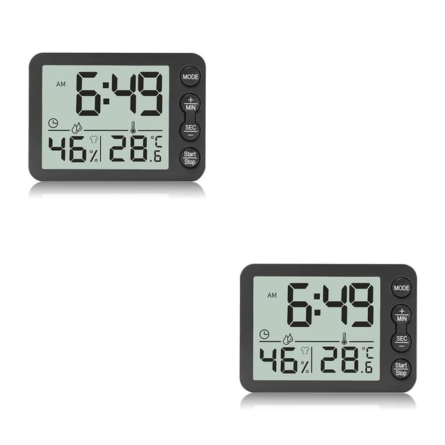 Inteprter Reloj Digital de escritorio, Sensor Dual, alarma electrónica, termómetro, botón de operación, funciona con batería, temporizador LCD, No.01 2piezas Inteprter CBP162525