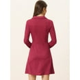 thumbnail image 4 of Vestido acampanado de manga larga con cuello de solapa de gamuza sintética para mujer Rojo Oscuro XL, 4 of 6