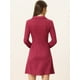 thumbnail image 4 of Vestido acampanado de manga larga con cuello de solapa de gamuza sintética para mujer Rojo Oscuro XL, 4 of 6