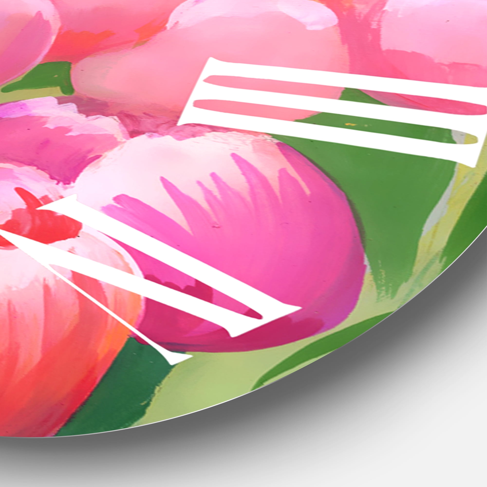 Designart 'Field Of Pink Tulips' Traditional Wall Clock