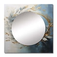 thumbnail image 2 of Designart "Wreathed In Blue And Gold Botanical Melody I" Wreath Beige Large Square Mirror - Square Bedroom Mirror Printed Wall Decor - Traditional Square Printed Wall Mirror Art, 2 of 5