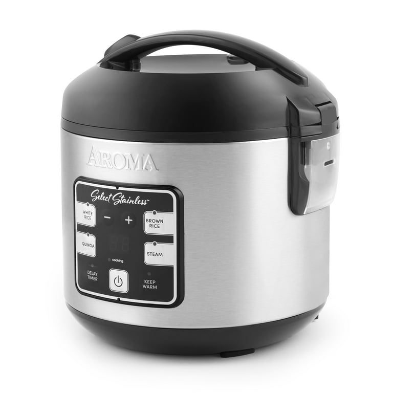 Aroma 8 Cup Cooked 2Qt. Select Stainless Digital Rice Grain Multicooker Black New ARC 914SBDS