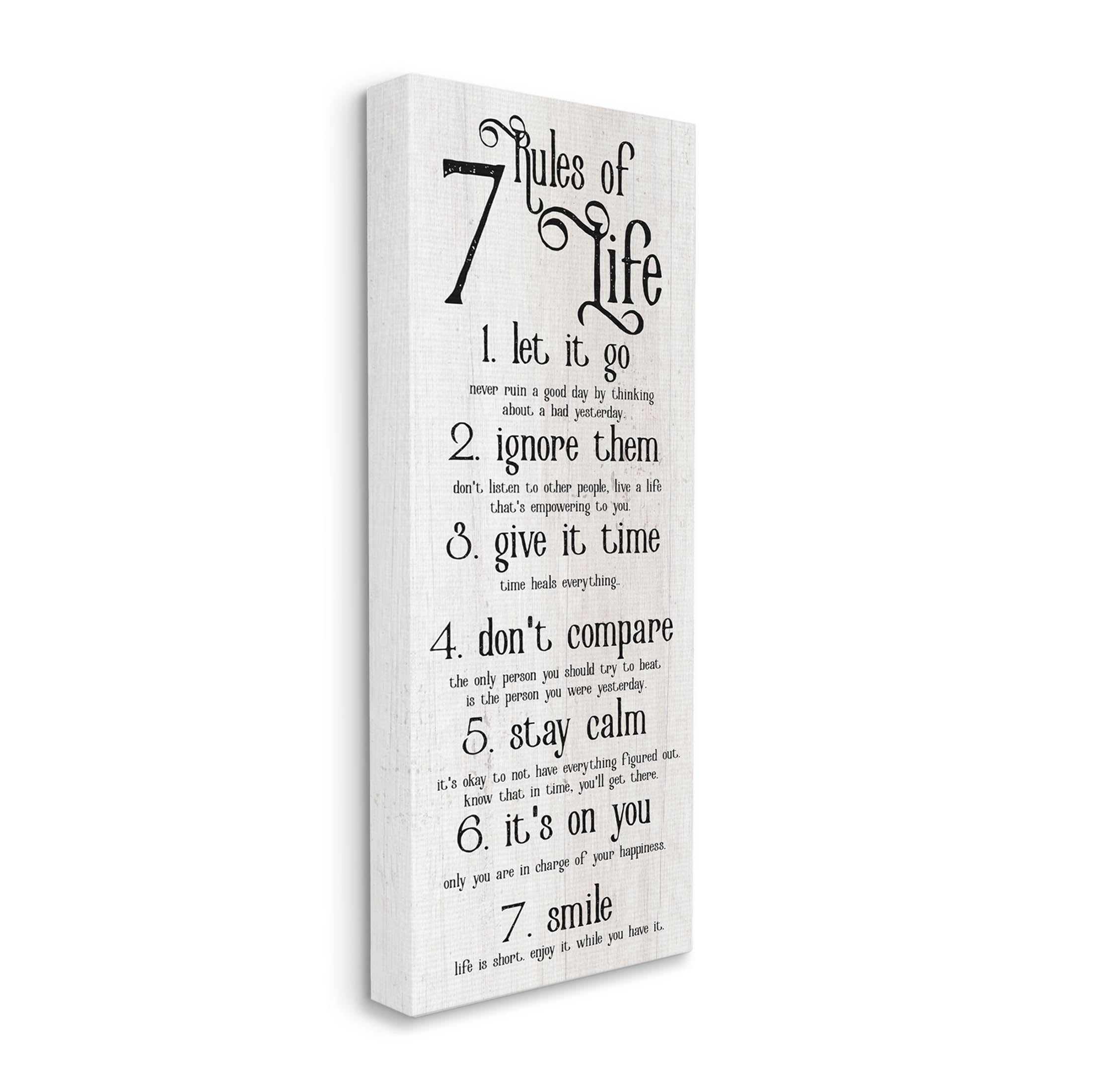 Stupell Industries Rules Of Life Motivating List Graphic Art Gallery Wrapped Canvas Print Wall Art, Design by Lil' Rue