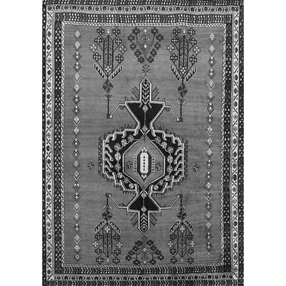Ahgly Company Indoor Rectangle Persian Gray Traditional Area Rugs, 5' x 7'