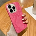 thumbnail image 3 of Funda de teléfono de silicona suave con textura de serpiente elegante y lujosa para iPhone 11 12 13 14 15 16 Pro MAX Plus X XS XR 8 Funda blanca y rosa, 3 of 5