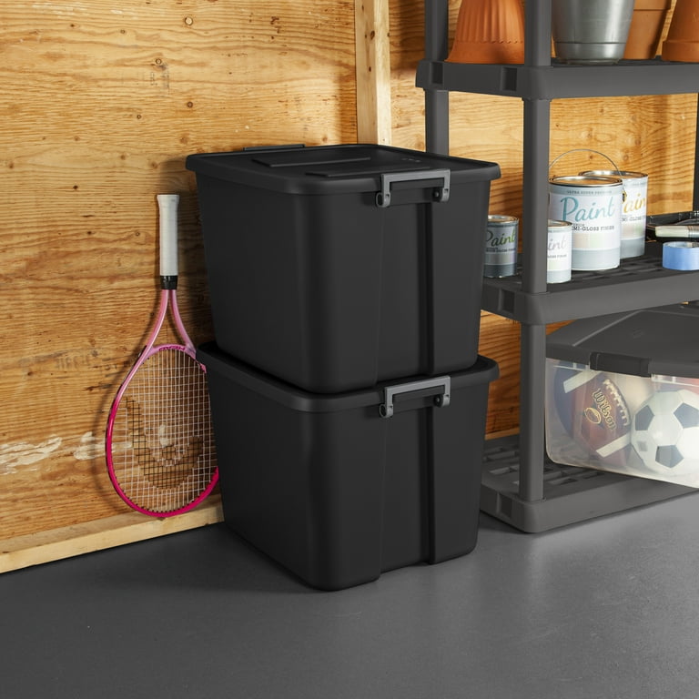 CRAFTSMAN Large 20-Gallons (80-Quart) Black Heavy Duty Tote with Latching  Lid in the Plastic Storage Containers department at