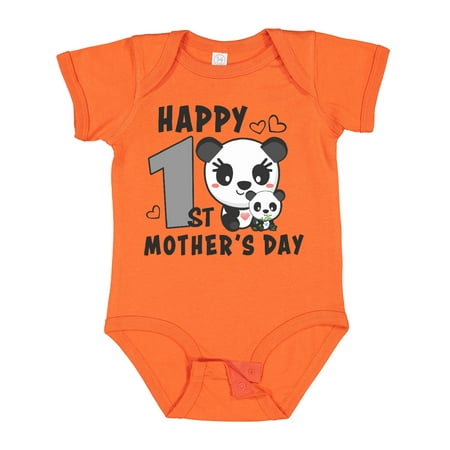 

Inktastic Happy First Mothers Day with Panda Bears Gift Baby Boy or Baby Girl Bodysuit