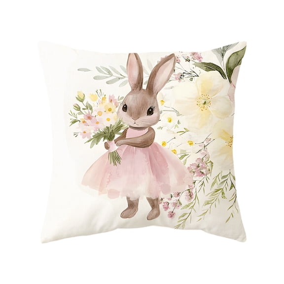 Beforeyayn Easter Throw Pillow Cover Set, Holiday Decorative Cushion Cover with Egg and Bunny Pattern, Soft Polyester Spring Home Decor for Sofa Living Room, Bedroom Festival Accent