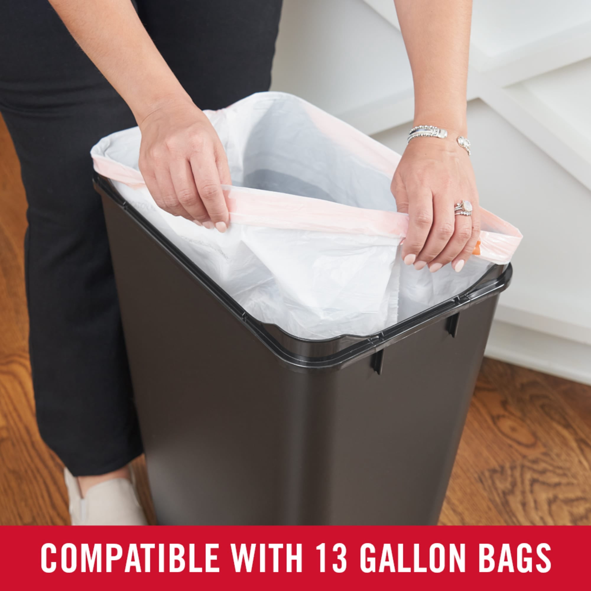 Rubbermaid Kitchen Trash Can, 12.2 Gallon Plastic Swing Lid Garbage Bin, Black