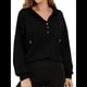 thumbnail image 2 of Sudadera con Capucha para Mujer, Cuello Abotonado, Cordón Ajustable, Sudadera Informal de Larga, Camisetas. Negro M, 2 of 10