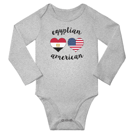 

Egyptian and American Love Heart Baby Long Slevve Bodysuits (Gray 3-6 Months)