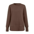 thumbnail image 5 of idosla Oversized Sweatshirt for Women Thumbhole Long Sleeve Hoodies Shirts 2025 Fall Side Slit Pullover Top Y2k Outfits (Brown, XL), 5 of 7