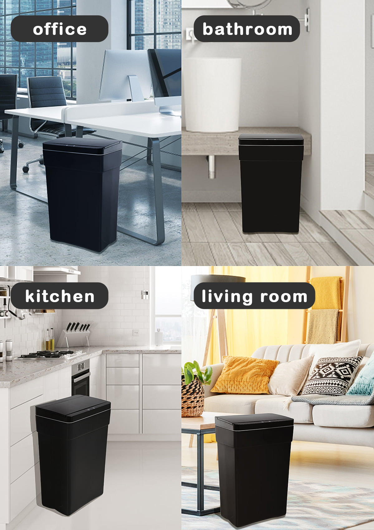 YRLLENSDAN Garbage Can 13 Gallon 50 Liter Kitchen Trash Can for Bathroom  Bedroom Home Office Automatic Touch Free High-Capacity with Lid Brushed