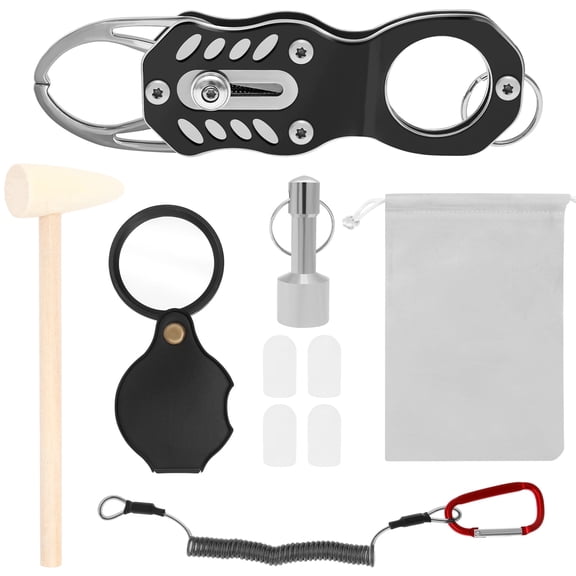 Wakehye Pocket Coin Tester Kit Portable Gold Silver Ping Tester Integrate Acoustic Magnetic Dimensional Detection with Hammer and Magnifying Glass for Collectors