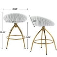 thumbnail image 4 of IVV Teddy Velvet Swivel Bar Stools Set of 2 - White Weaving Style Upholstered Counter Height Chairs with Gold-Plated Iron Legs, for Kitchen or Home Bar, 4 of 9