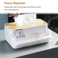 thumbnail image 4 of Tissue Box Multifunctional Plastic and Wood Tissue Storage Holder for Desktop Large Storage Space Tissue Dispenser with Phone Holder for Home Office Car, 4 of 9