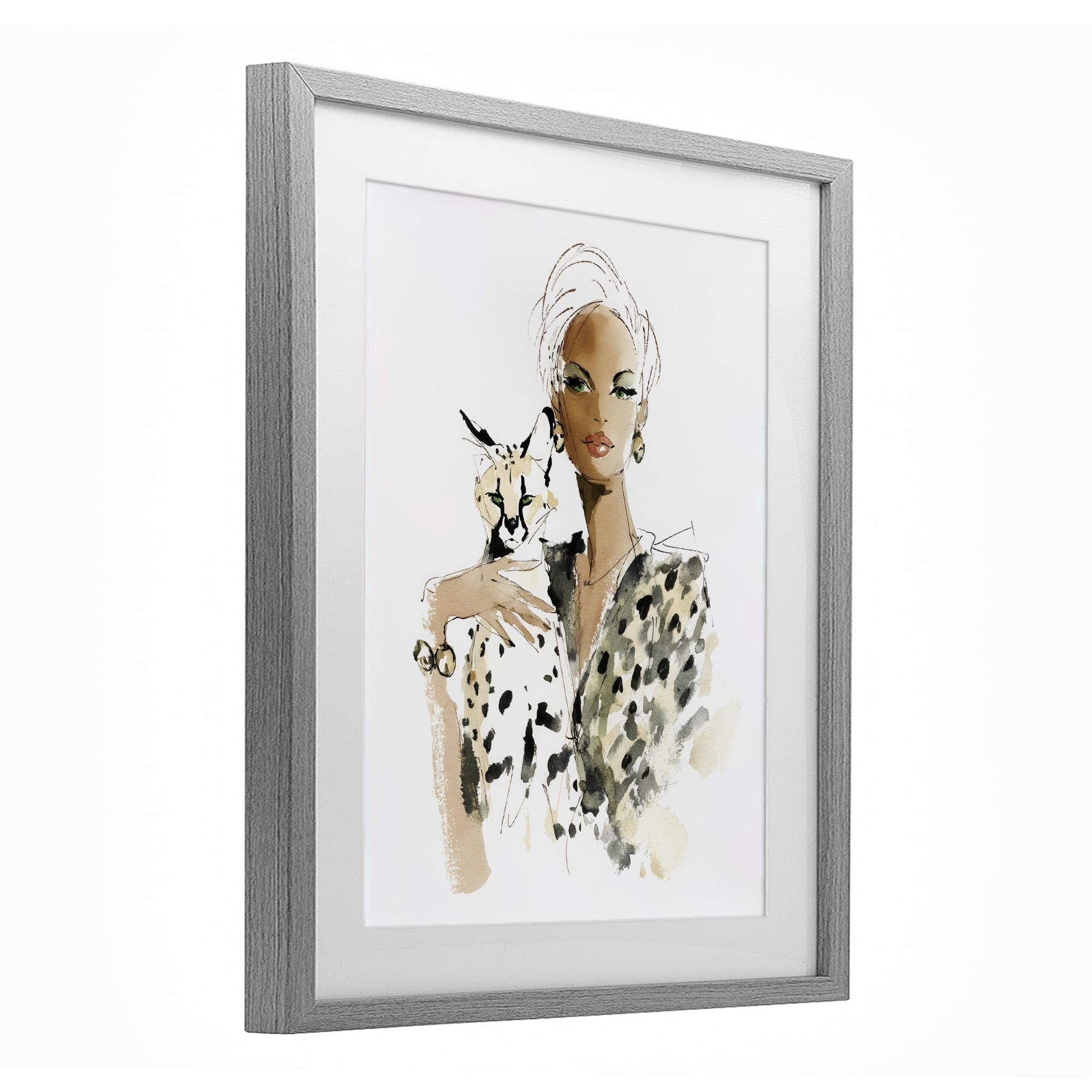 Stupell Industries Fashion Hunt Elegant Woman Gray Framed Print Under Glass, design by Svetlana Aleynikova