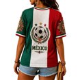 thumbnail image 4 of Mexico 2026 Soccer Cup Fan Jersey for Women, V-Neck Short Sleeve T-Shirt with Flag Color & Soccer Graphic Print, Breathable Casual Sports Tee Pullover Top, 1 PC Red XXXL, 4 of 5