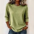 thumbnail image 2 of Womens Crew Neck 3/4 Sleeve Tops Casual T Shirts Fall Loose Fit Dressy Plain Basic Tops L, 2 of 6