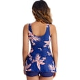 thumbnail image 4 of Traje de baño Tankini para mujer, traje de baño de dos piezas con lazo frontal, control de barriga, elástico, transpirable, sin espalda, traje de baño, flor roja, azul violáceo, pantalones cortos XXL, 4 of 6