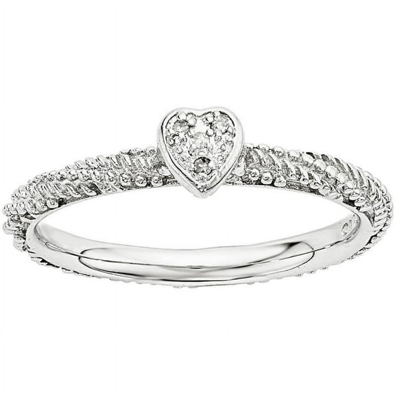Diamond Sterling Silver Textured Heart Ring