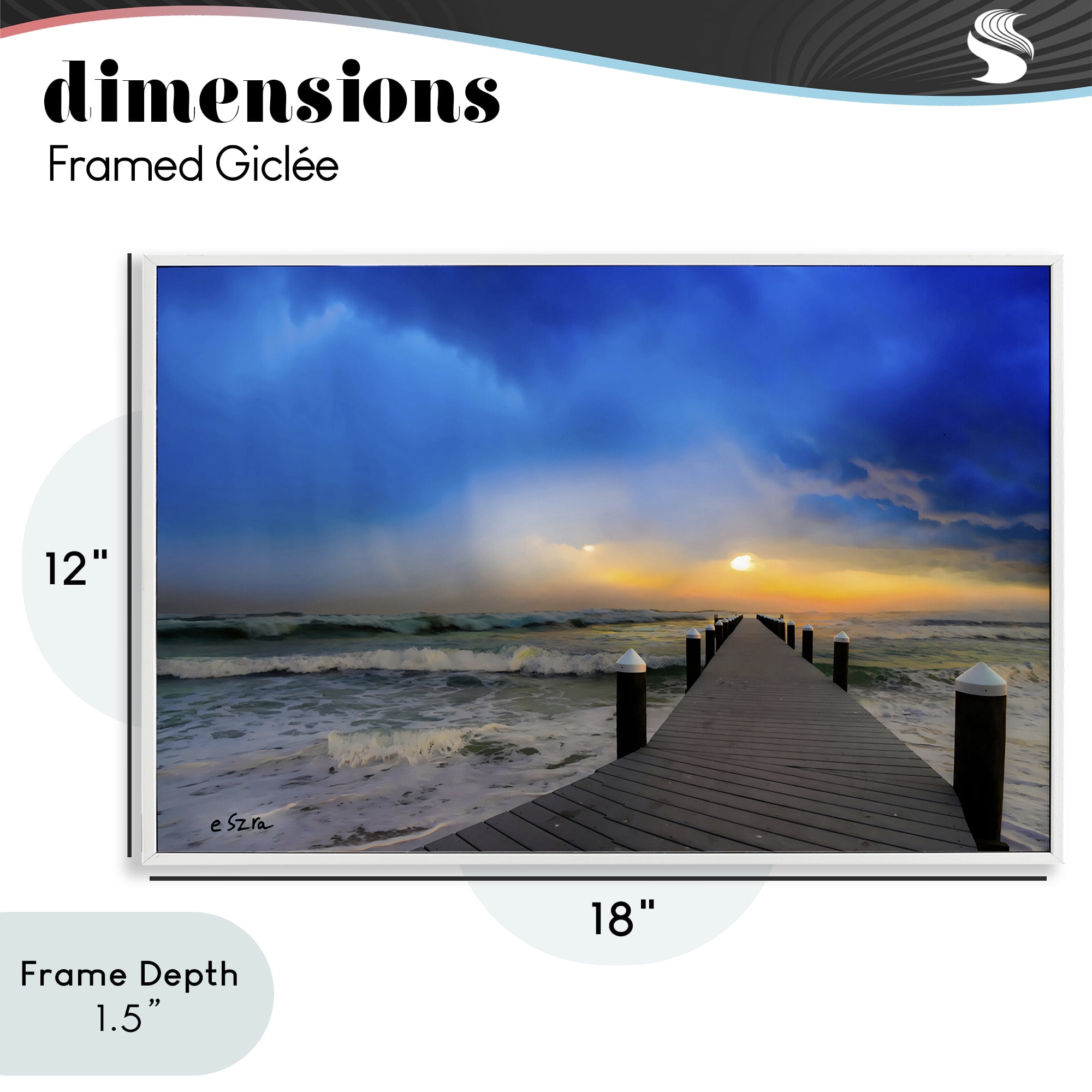 Stupell Industries Sun Breaking Over Sea Pier White Framed Giclee Art, design by Eszra Tanner