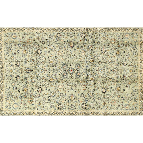 Ahgly Company Machine Washable Indoor Rectangle Traditional Khaki Gold Area Rugs, 6' x 9'