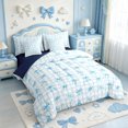 thumbnail image 2 of Manfei Blue Coquette Bowtie 7pcs Queen Bedding,Modern Geometric Plaid Bedding Comforter Set Queen,Navy Blue Reversible, 2 of 7