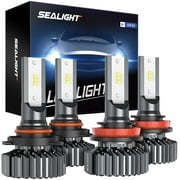 SEALIGHT 9005/HB3+H11/H9/H8 LED Bulbs Combo,Plug and Play,Cool White,Pack of 4