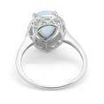 thumbnail image 3 of Halo Pear Teardrop Bridal Ring Round Lab Created White Opal 925 Sterling Silver Size 6, 3 of 4