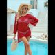 thumbnail image 4 of Traje de Baño de Verano para Mujer, de Crochet, de Corta, Tejido para Playa. Rojo un Tamaño, 4 of 10