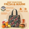 thumbnail image 5 of Pioneer Flower Floral Print Pattern Insulated Lunch Bag for Women & Adults,Large Portable Soft Cooler Lunch Bag,Thermal Food Storage Tote with Pearl Cotton,8.66L,8.75x5.75x9.5 Inch, 5 of 6