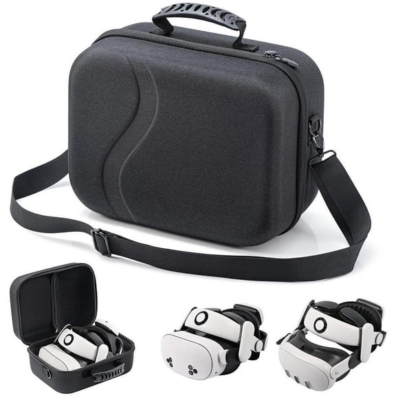 Large Carrying Case for Meta Quest 3S / Quest 3, Hard Travel Case Compatible with BOBOVR S3 Pro/KIWI Design Battery Head Strap, Quest Controller and Accessory, Portable Travel Bag Black