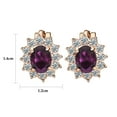 thumbnail image 3 of Yoursfs Amethyst Clip on Earrings for Women Gold Plated Vintage Purple Stone Austria Crystal CZ Halo Earrings Clips Non Pierced Ears Trendy Jewelry Gifts, 3 of 7