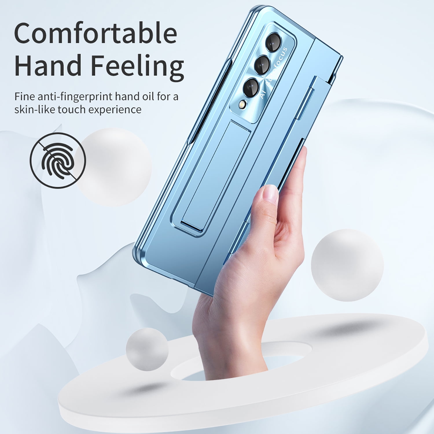 for Samsung Galaxy Z Fold 4 Rugged Case, All-Inclusive Magnetic Hinge Protection for Galaxy Z Fold 4 Case with Built-in Screen Protector & S Pen Holder & Hidden Kickstand, Blue