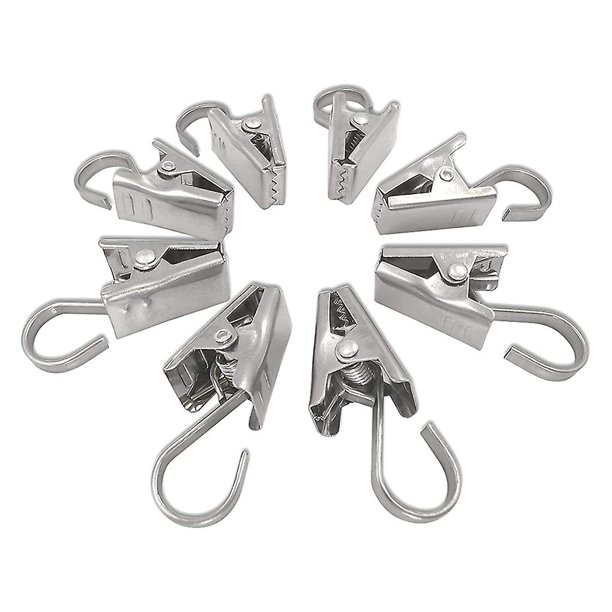 100 clips de cortina con ganchos, broche de ducha plano de acero inoxidable para decoración del hogar, soporte de alambre para fiesta al aire libre para decoración de arte Feliz Sencillez