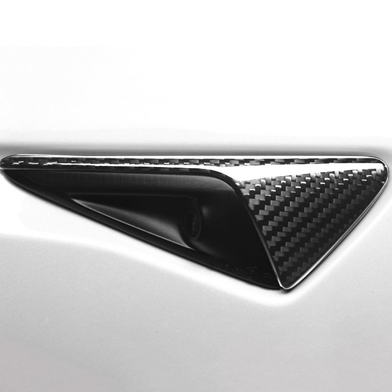 Fit for 2021 Tesla Model 3/Y Carbon Fiber Look Side Fender Camera Flank  Cover 2x