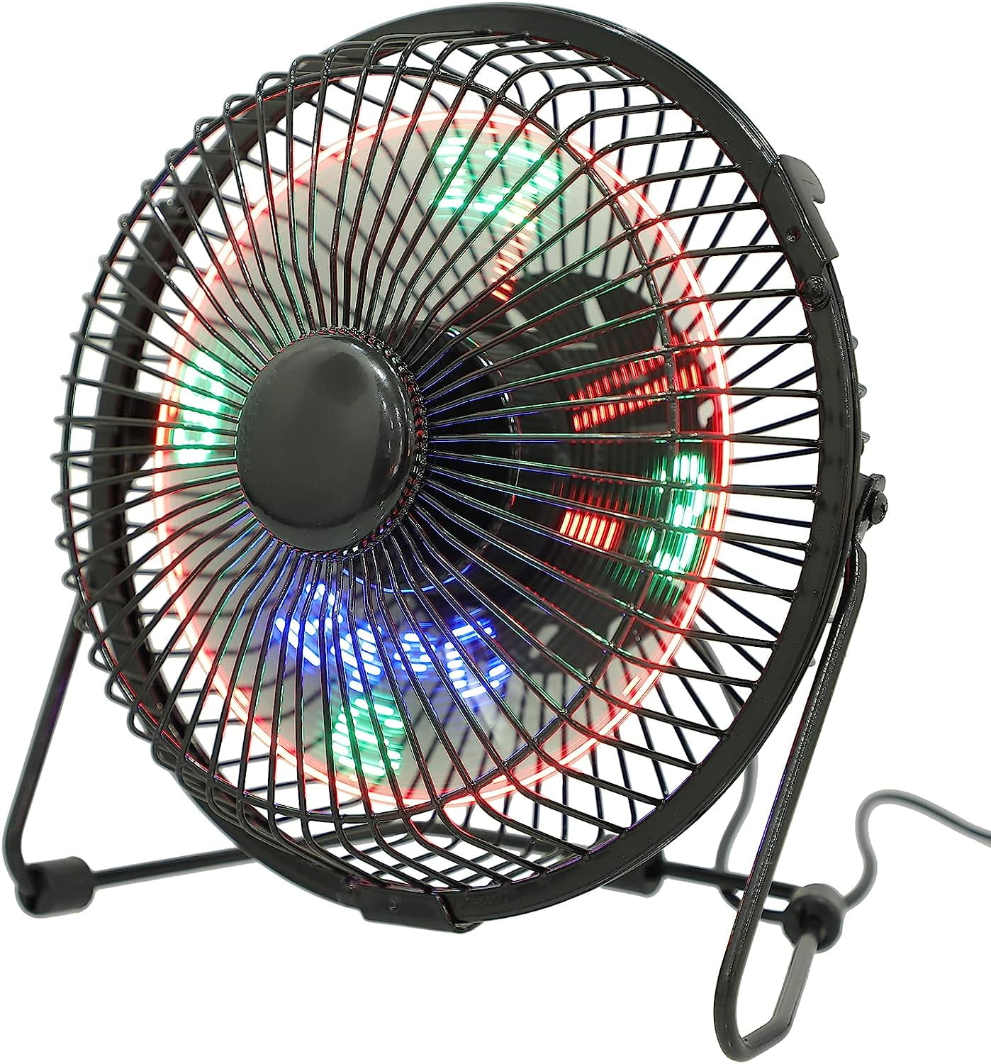 USB LED Fan, 6" Mini Desktop Portable Fan 360° Rotation with Clock and