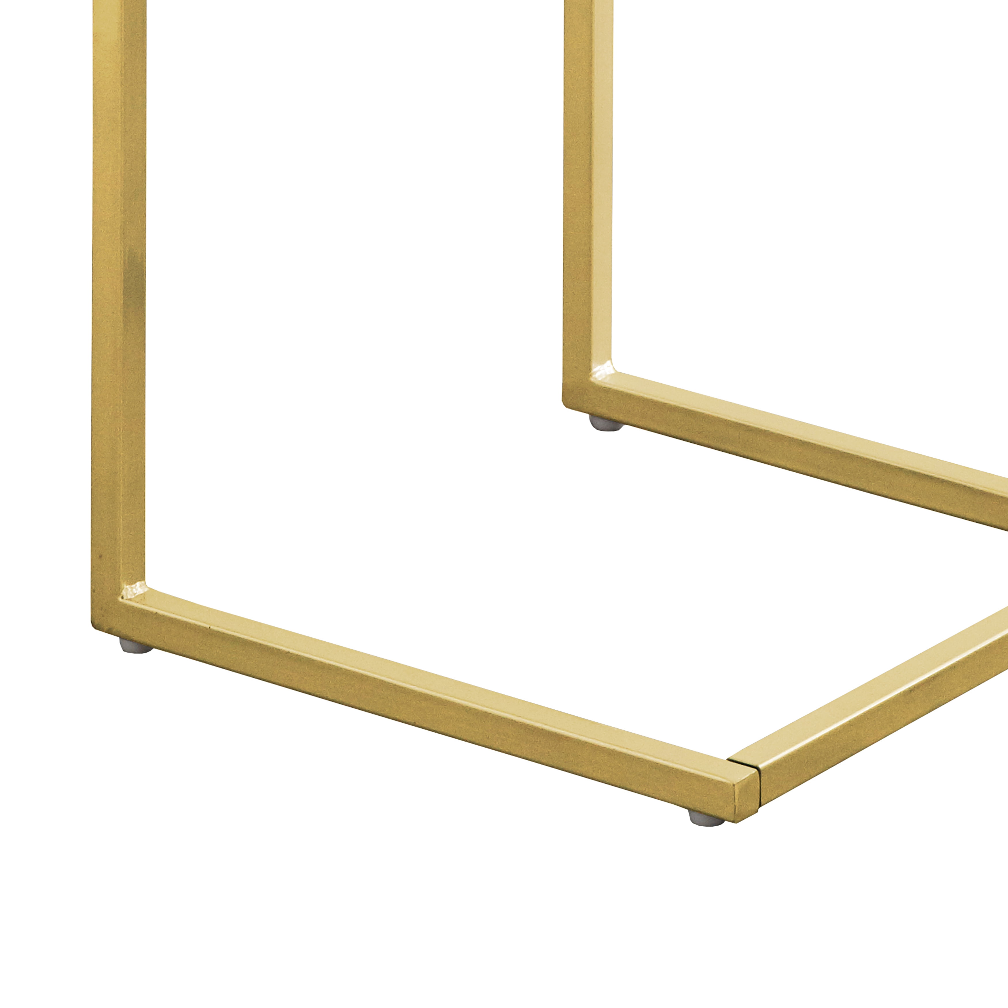 TMS Seneca Indoor Accent C-Table with Metal Frame, 24" Tall, White/Gold