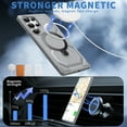 thumbnail image 2 of Magnetic Invisible 360° Rotatable Ring Kickstand for Samsung Galaxy S24 Ultra Phone Case,Compatible with MagSafe,Military-Grade Protection Shockproof Rugged Heavy Duty Phone Case Cover,Gray, 2 of 6