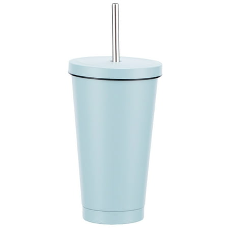 

Car Straw Cup 500ml Reusable Coffee Cup Stainless Steel Travel Mug with Lid