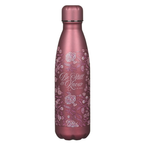 Water Bottle SS Burgundy Be Still Ps. 46:10, (Hardcover)