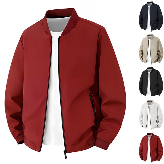 Havenx Mens Full Zip Bomber Jackets Baseball Collar Long Sleeve Jackets with Pockets Solid Color Flight Coat Jackets Lightweight Breathable Winter Fall Outdoor Clothes,Dark Blue 3XL