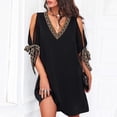 thumbnail image 1 of Lady Collision Stitching Chiffon Party Dress Spring Women Long-Sleeve Dress Sexy V-Neck Off-Shoulder Sequin Mesh Sleeve DressL Gao Jinjia LED, 1 of 2