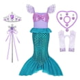 thumbnail image 2 of Película de Disney, vestido de sirenita, disfraz de princesa Ariel, ropa de manga con volantes, lentejuelas, ajustado, informal, bonitos trajes para niños zhangyuxiang unisex, 2 of 2