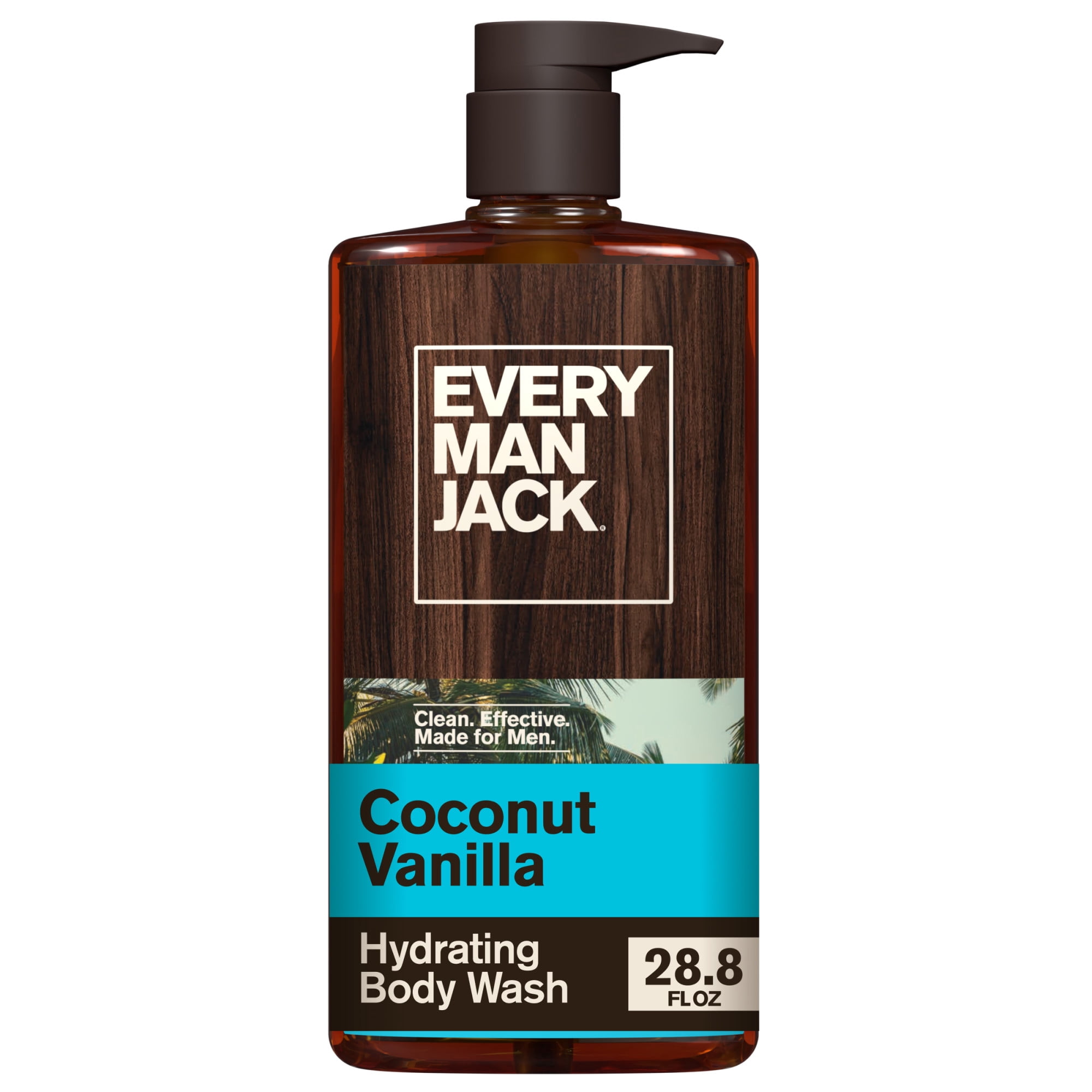 Every Man Jack Coconut Vanilla Hydrating Body Wash for Men, Naturally Derived, 28.8 fl. oz